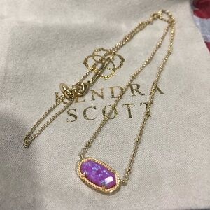 Kendra Scott Gold Necklace with Pink Opal pendant.